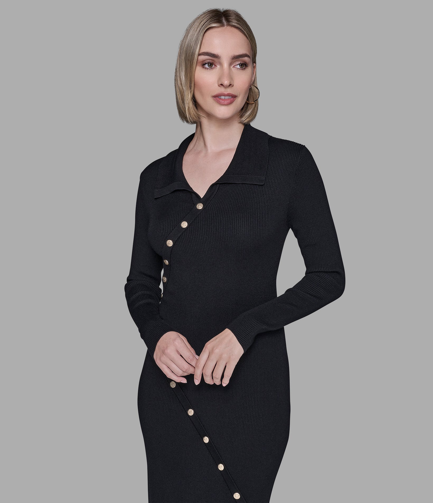 LONG SLEEVE POLO SWEATER DRESS - Image 4