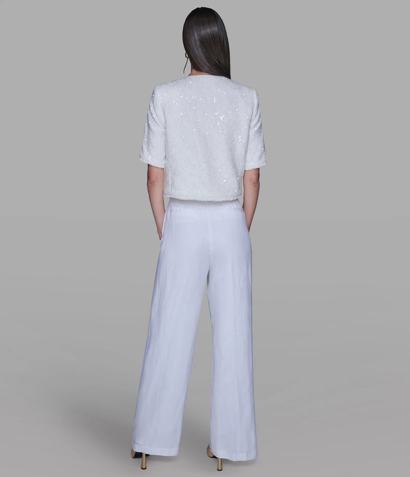 SHORT SLEEVE SHIMMER TWEED JACKET - Image 5