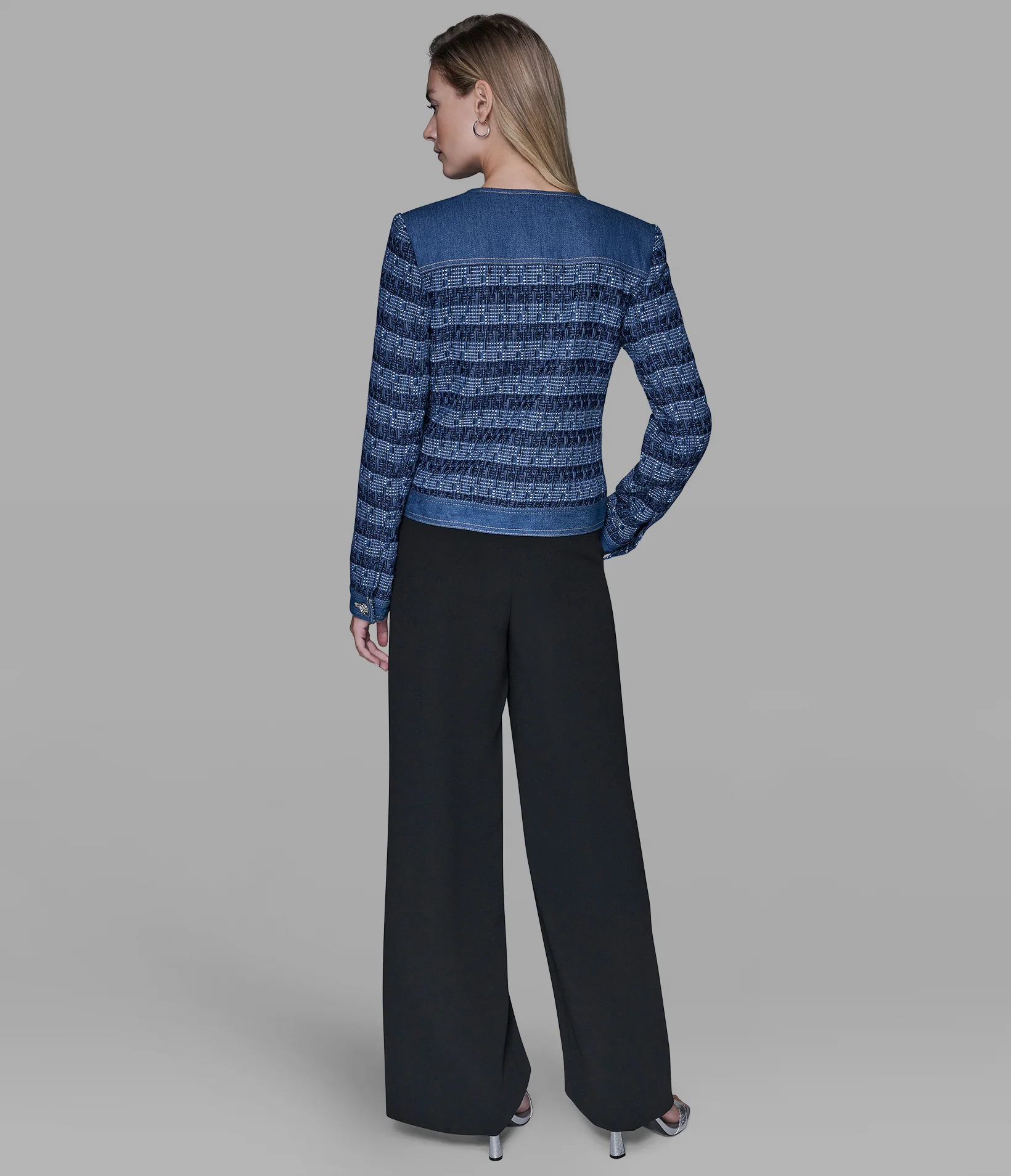 MIXED MEDIA TWEED DENIM JACKET - Image 4