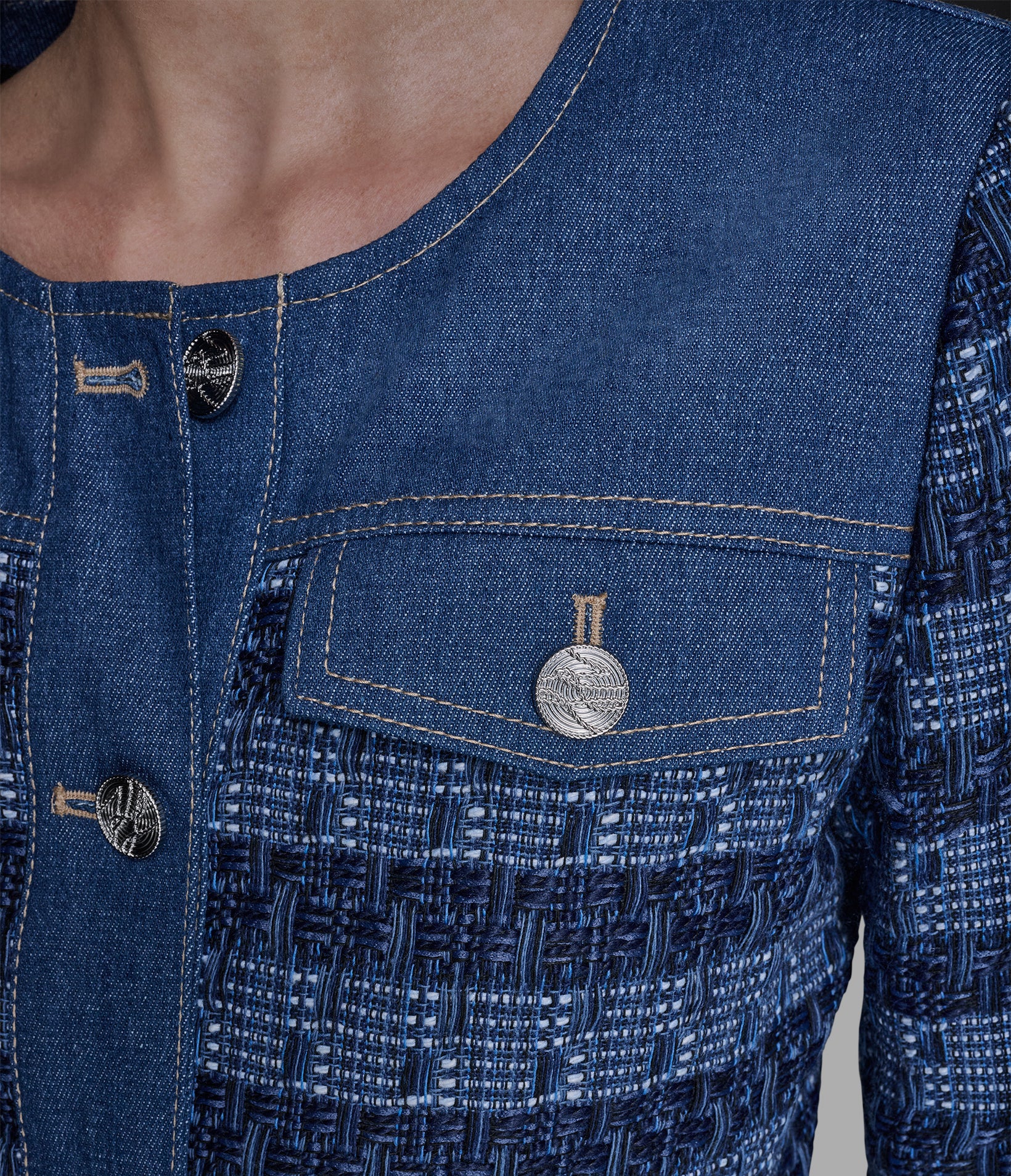 MIXED MEDIA TWEED DENIM JACKET - Image 6
