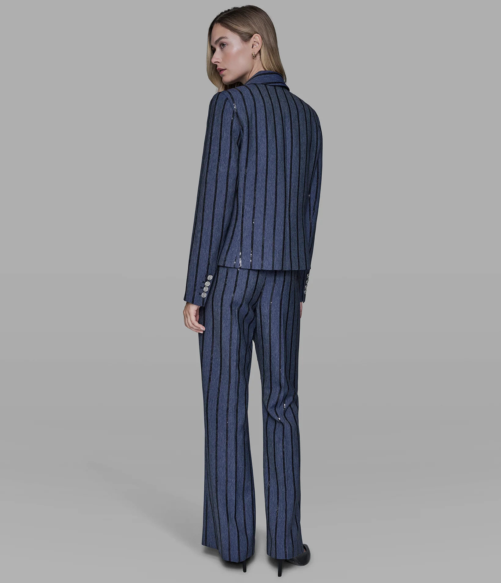 SEQUIN STRIPE DENIM BLAZER - Image 6