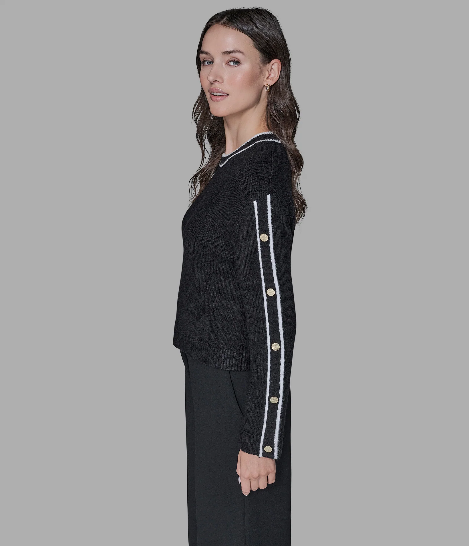 BUTTON SLEEVE PULLOVER SWEATER - Image 3