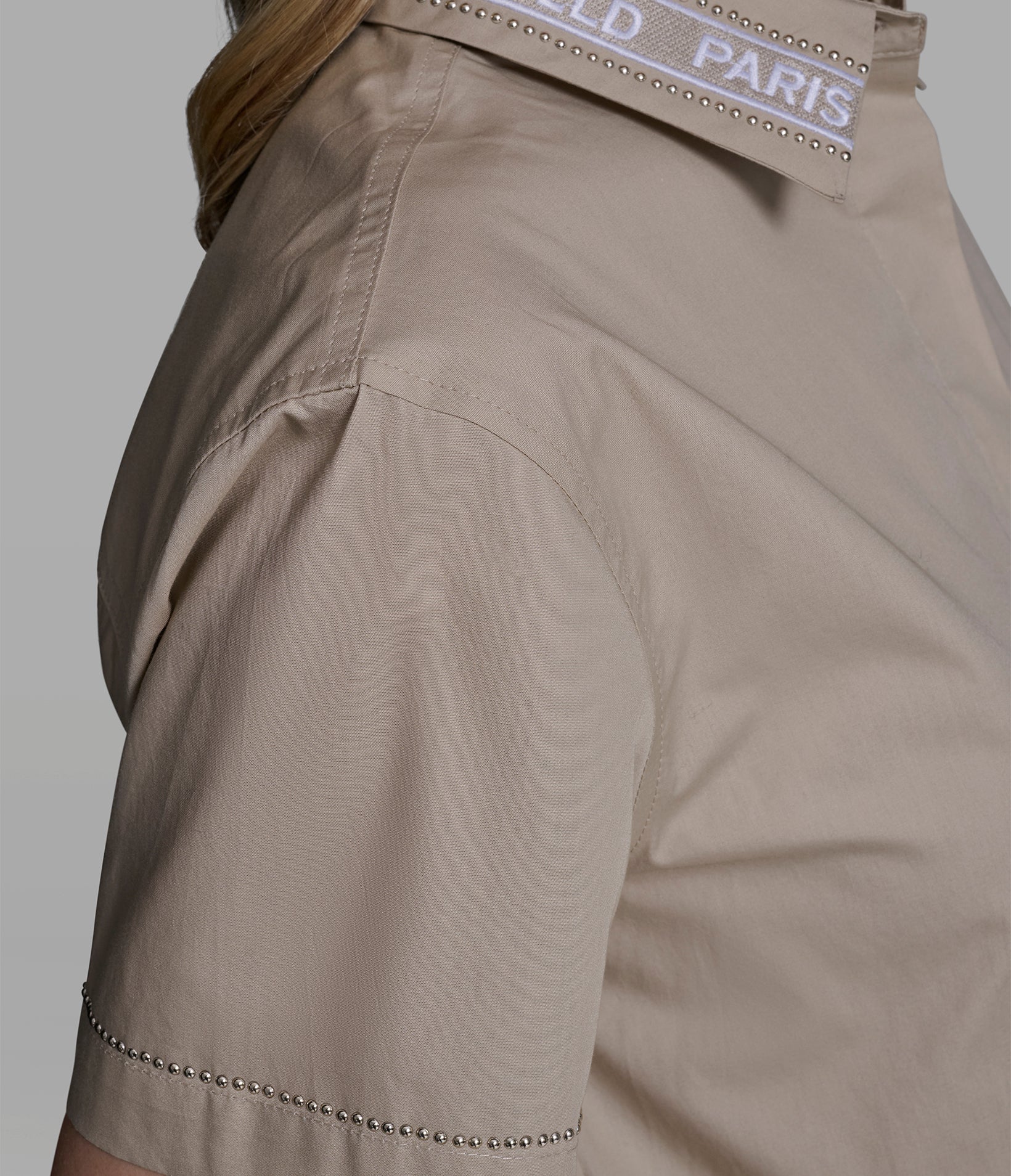 SHORT SLEEVE POPLIN SHIRT WITH EMBELLISHED TRIM - Image 7