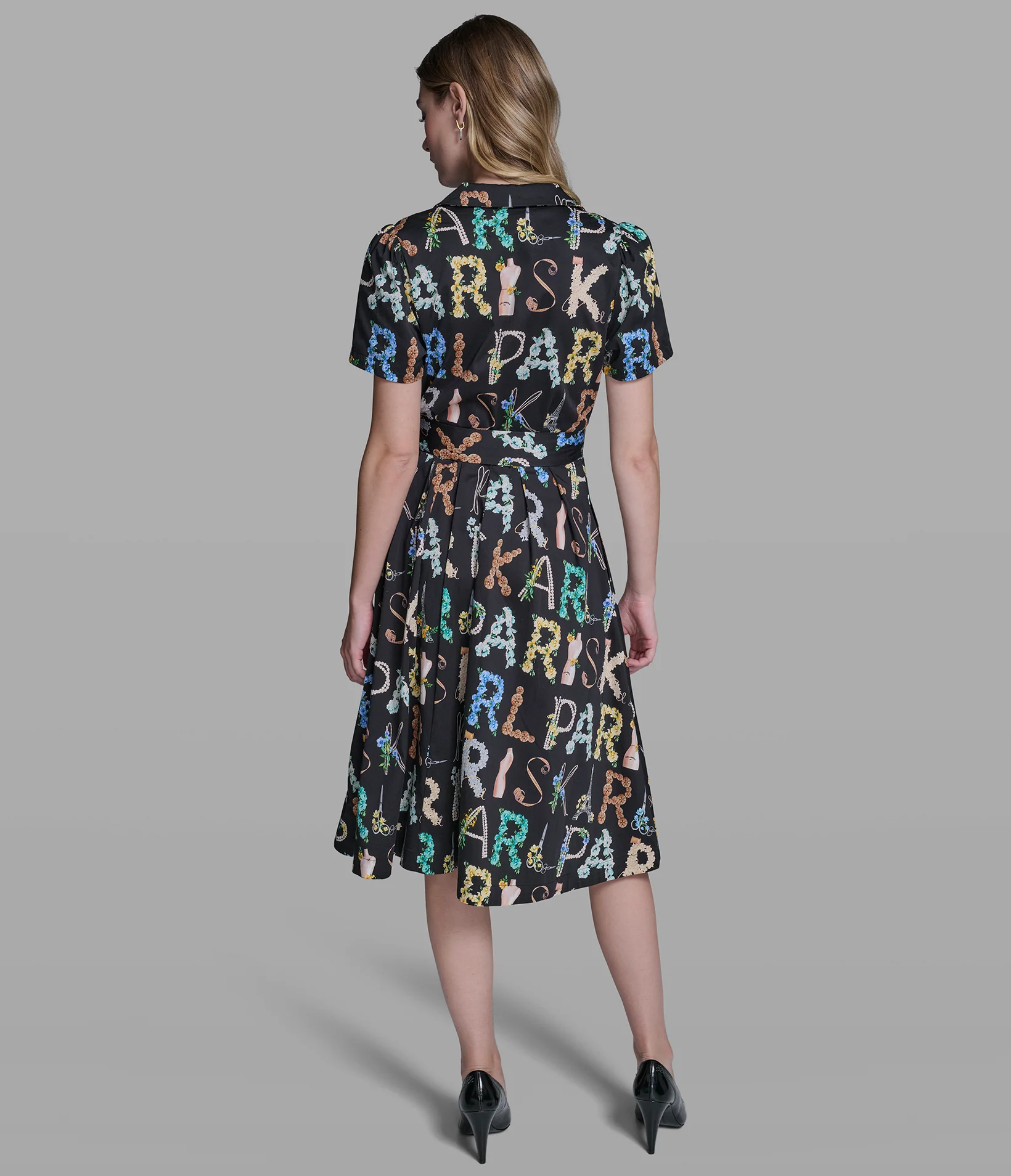 SHORT SLEEVE MIDI WRAP DRESS - Image 2