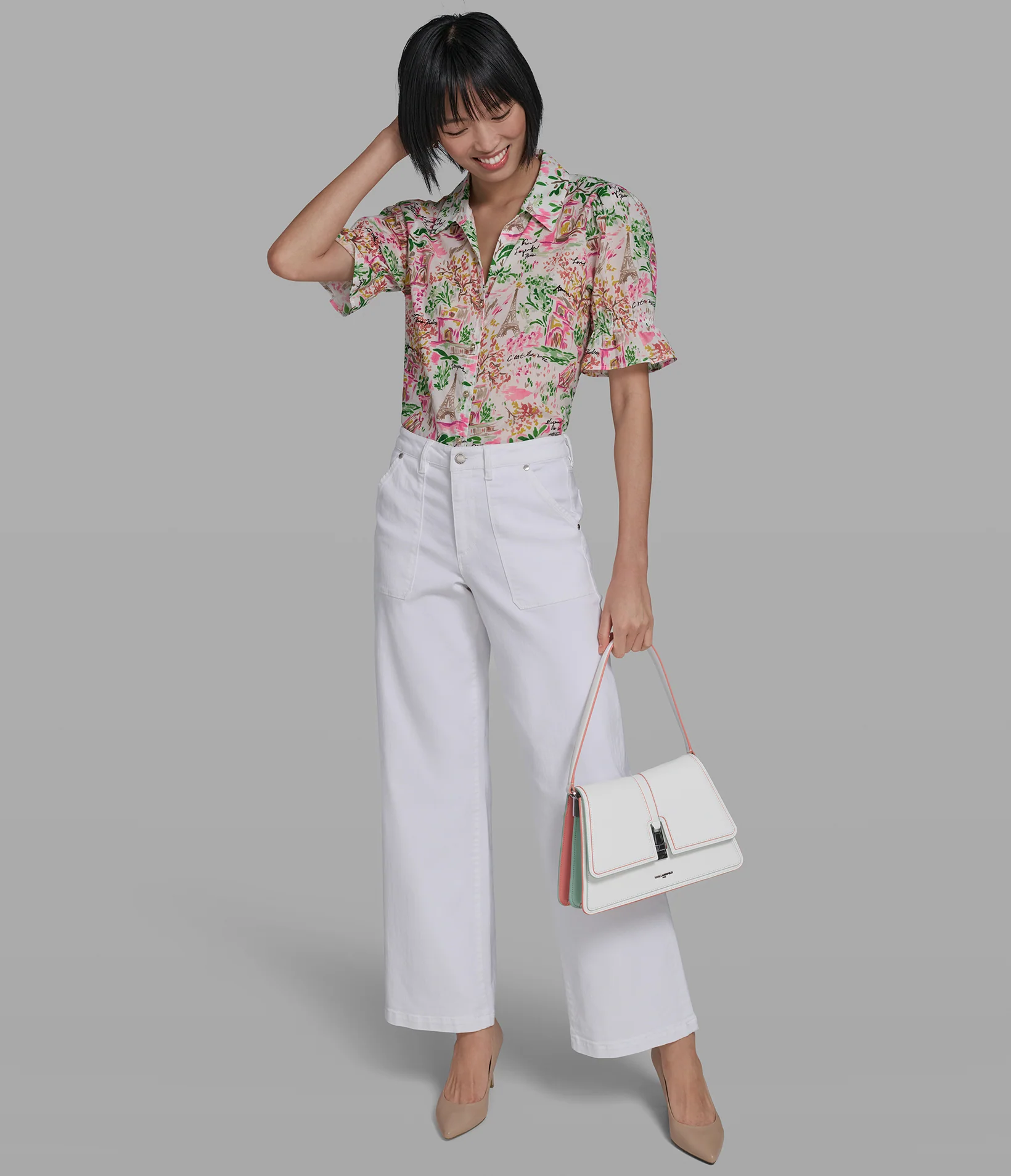 FLUTTER SLEEVE FLORAL SHIRT