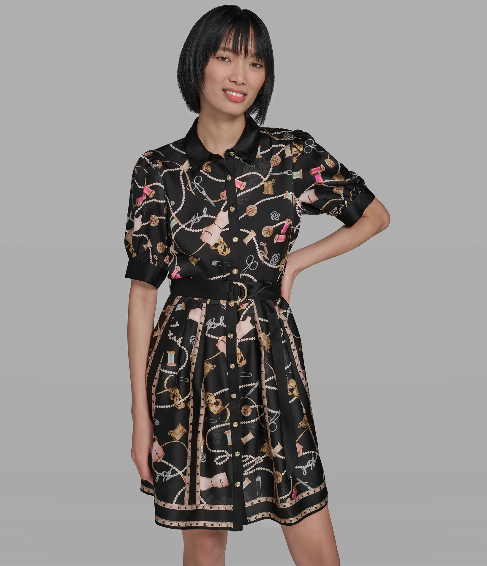 WHIMSY PRINT FIT & FLARE DRESS