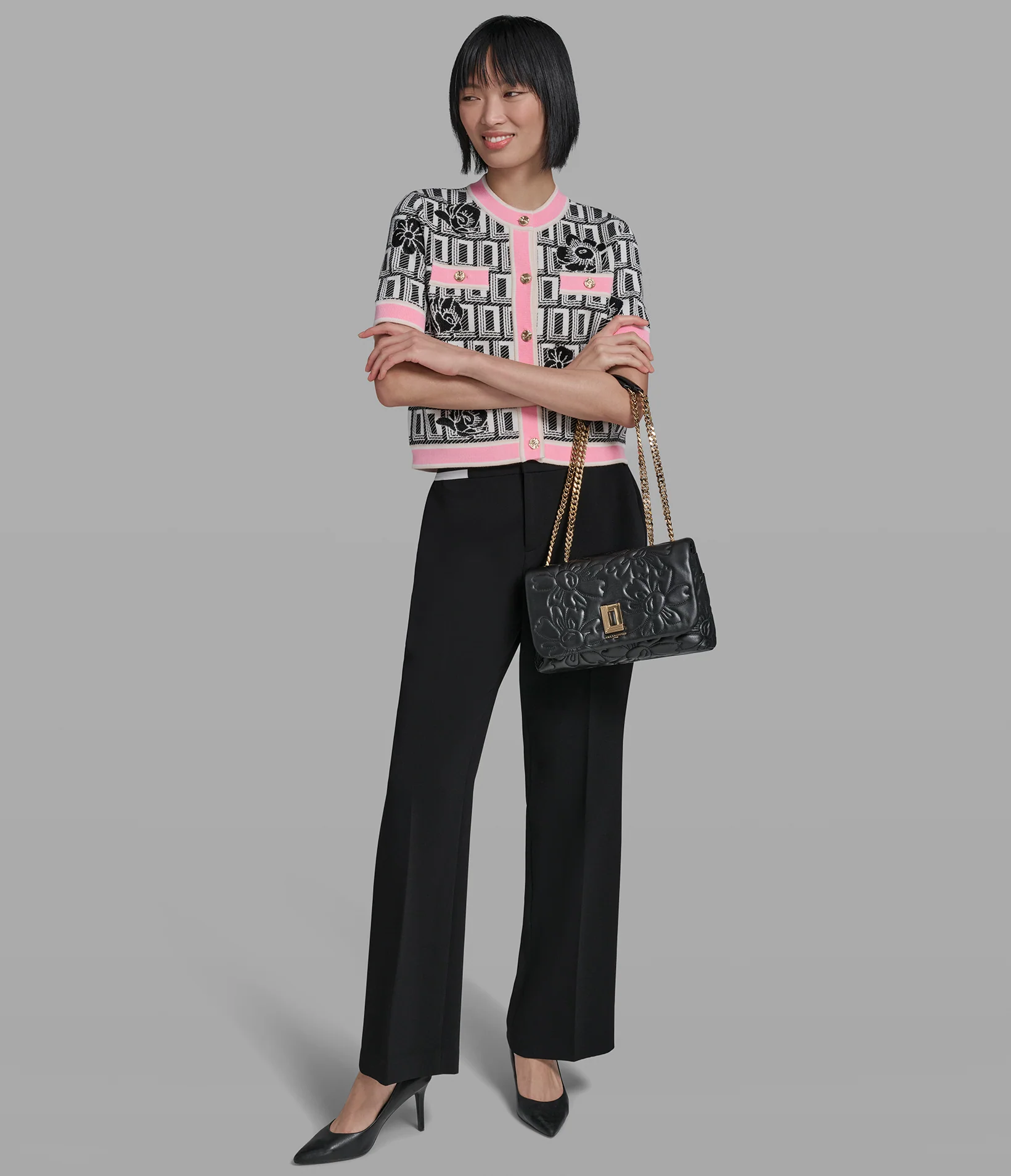 CO-ORD SHORT SLEEVE DOUBLE L CARDIGAN