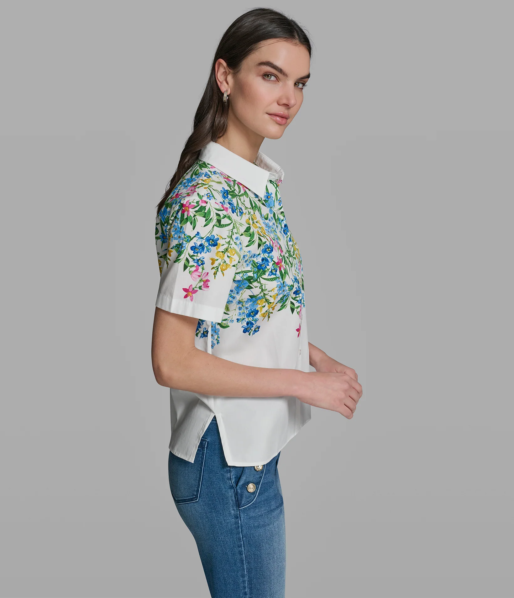 SHORT SLEEVE FLORAL BLOUSE - Image 3
