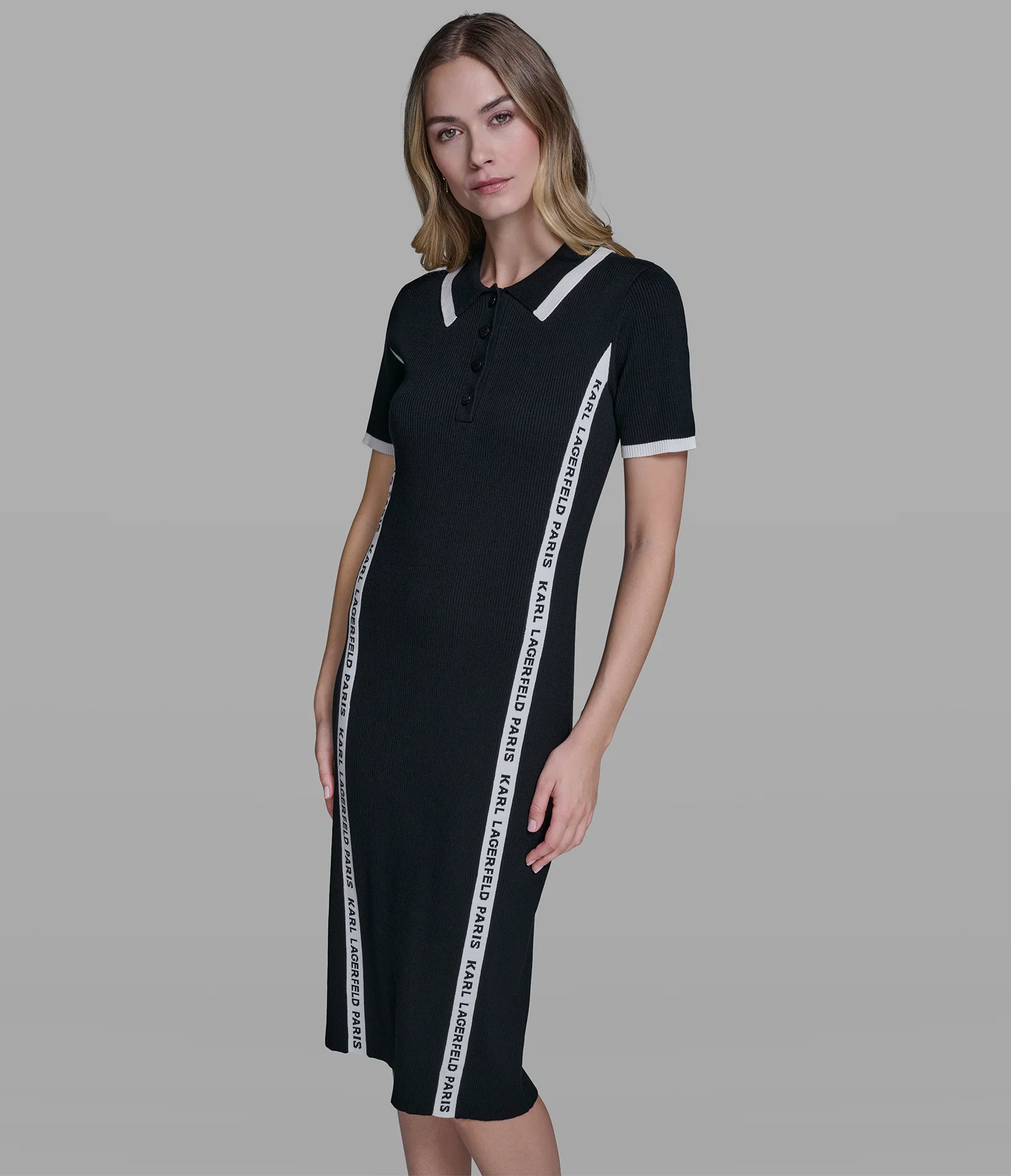 KARL LOGO TRIM SWEATER DRESS
