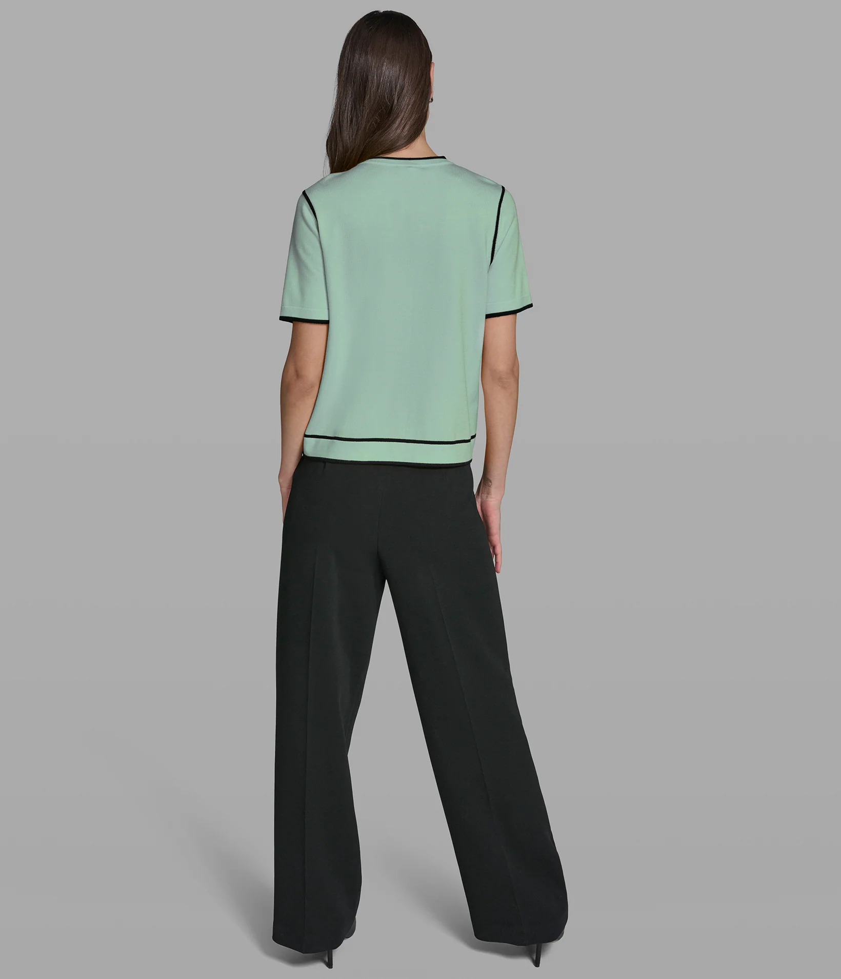 SHORT SLEEVE CARDIGAN WITH CONTRAST TRIM - Image 5