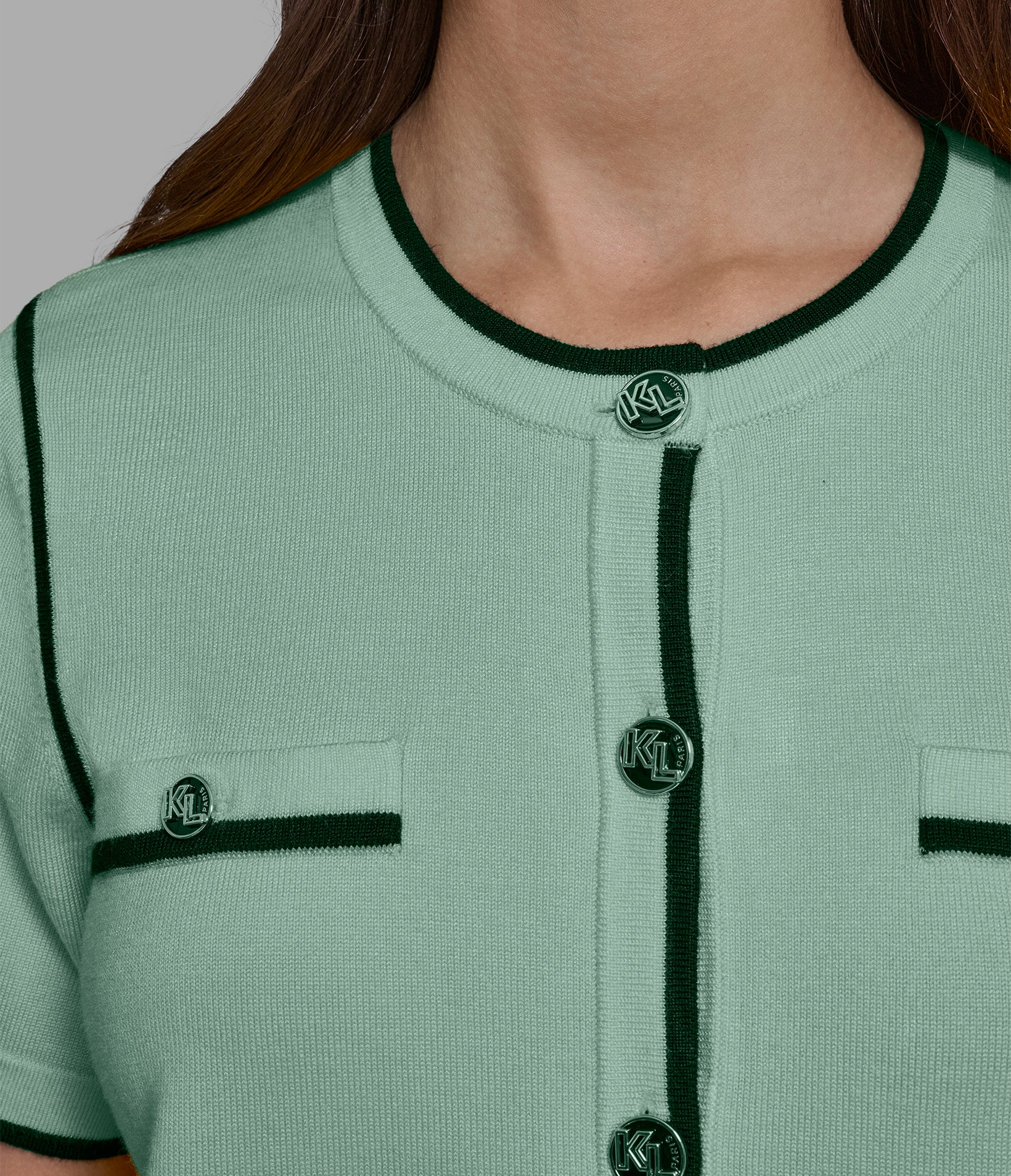 SHORT SLEEVE CARDIGAN WITH CONTRAST TRIM - Image 6