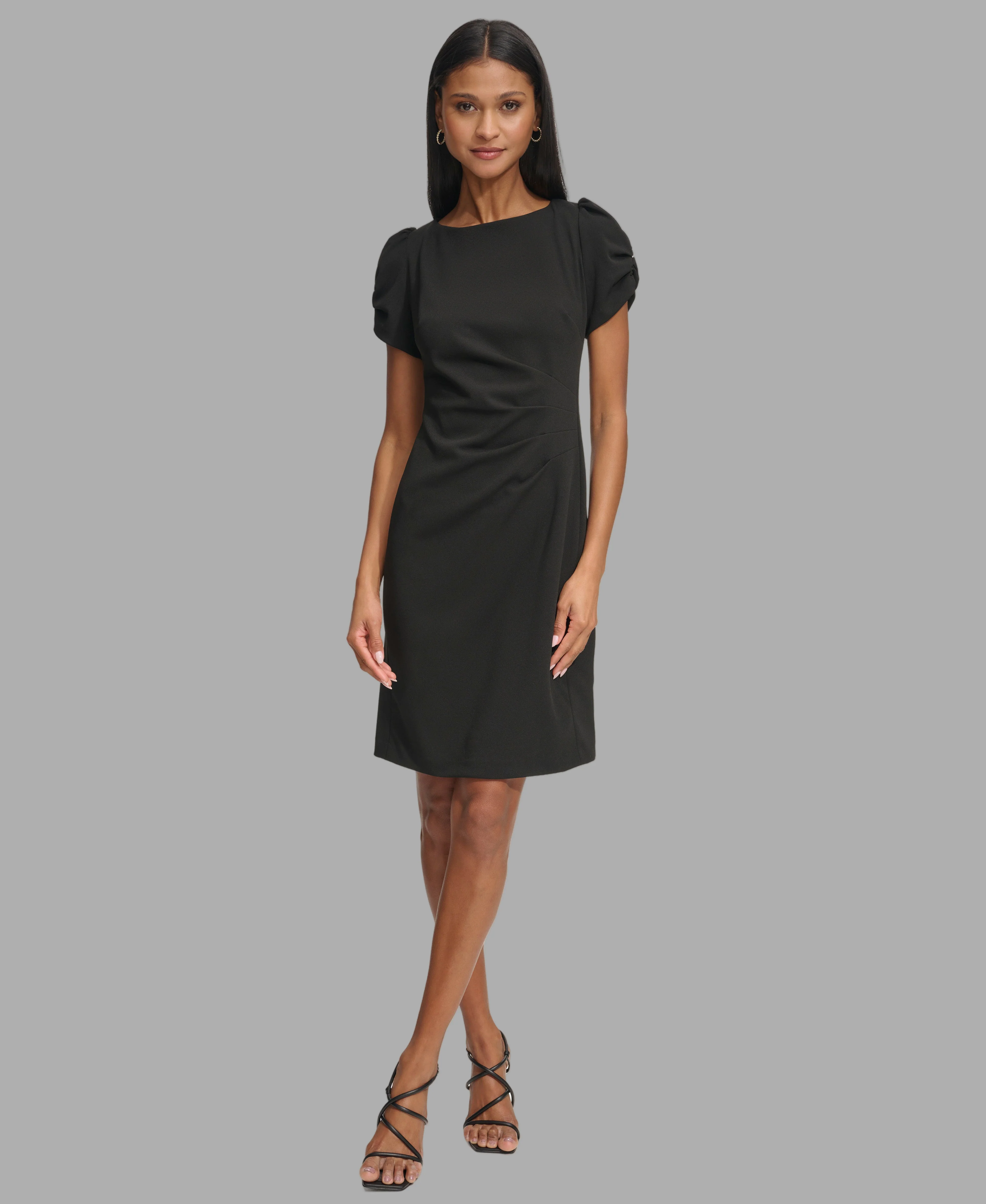 ROUCHED SHEATH DRESS WITH PUFF SLEEVES - Image 4