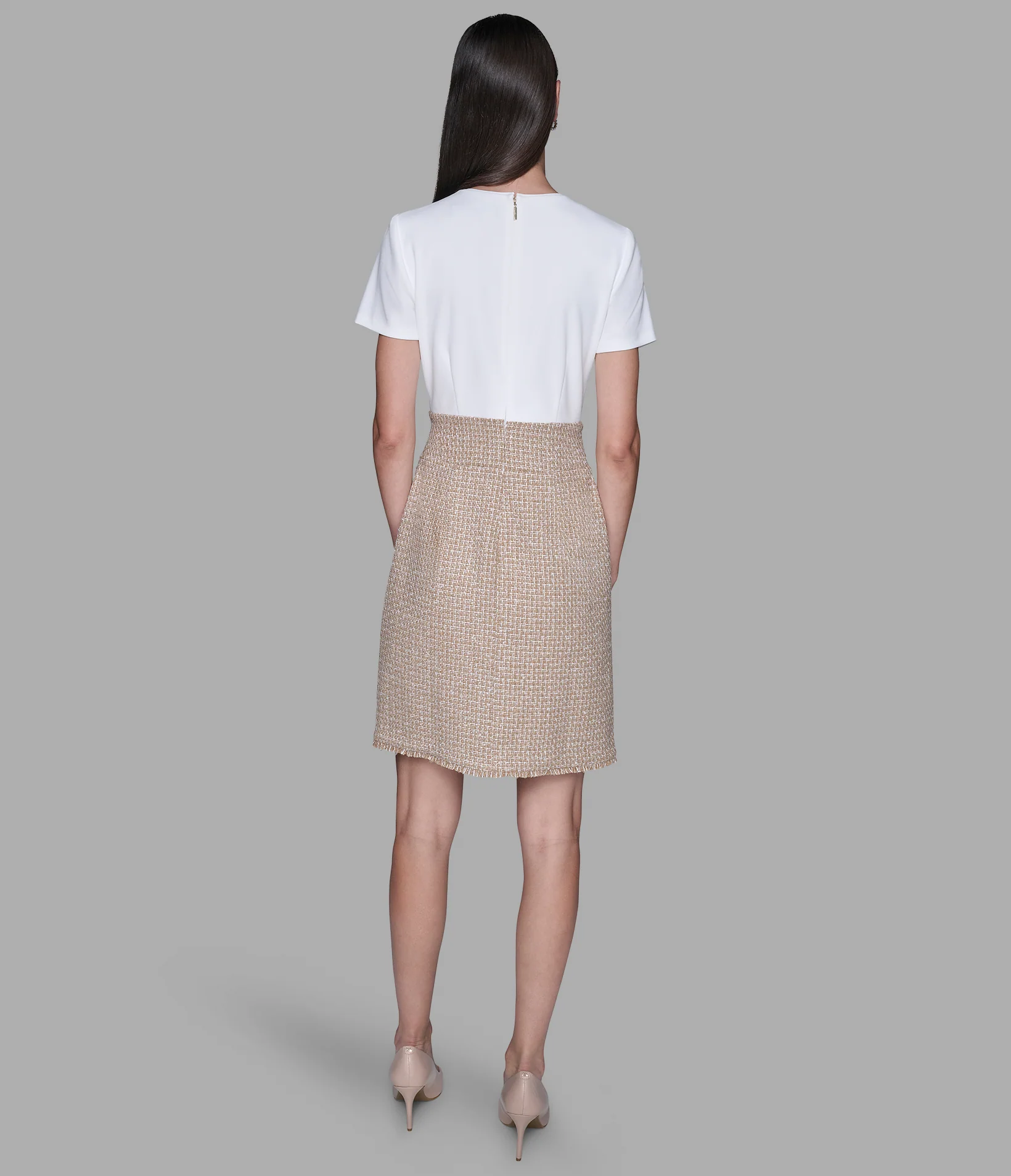 CHAIN-EMBELLISHED TWEED CO-ORD DRESS - Image 2