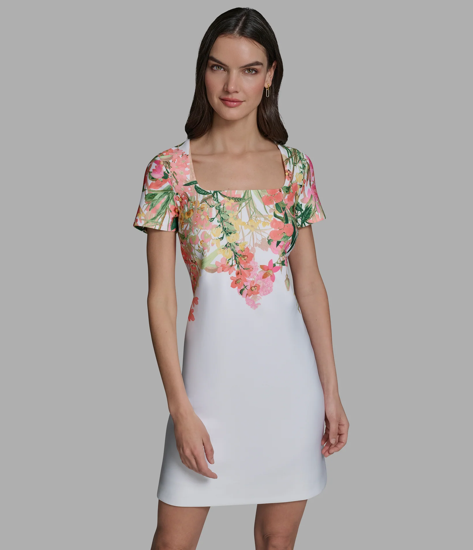 FLORAL A-LINE SCUBA DRESS