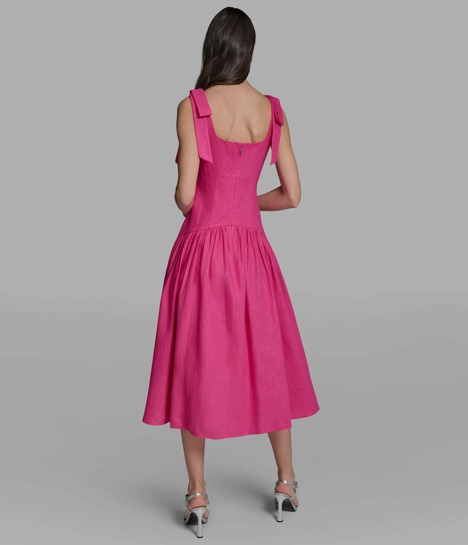 BOW STRAP MIDI DRESS - Image 2
