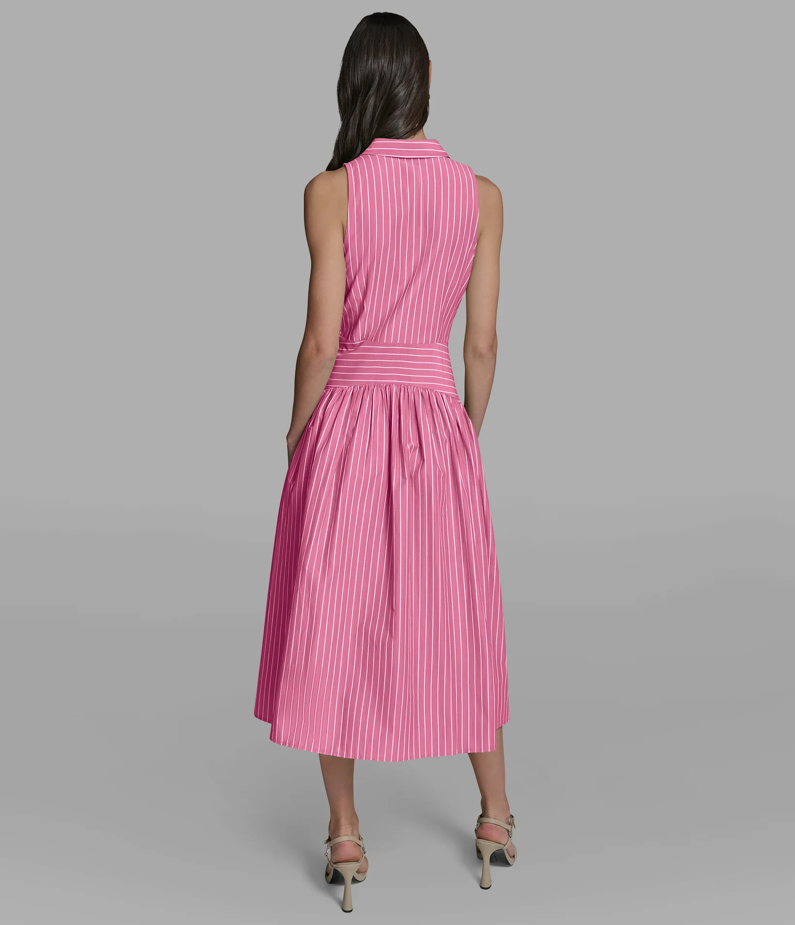 SLEEVELESS STRIPED POPLIN SHIRT DRESS - Image 2