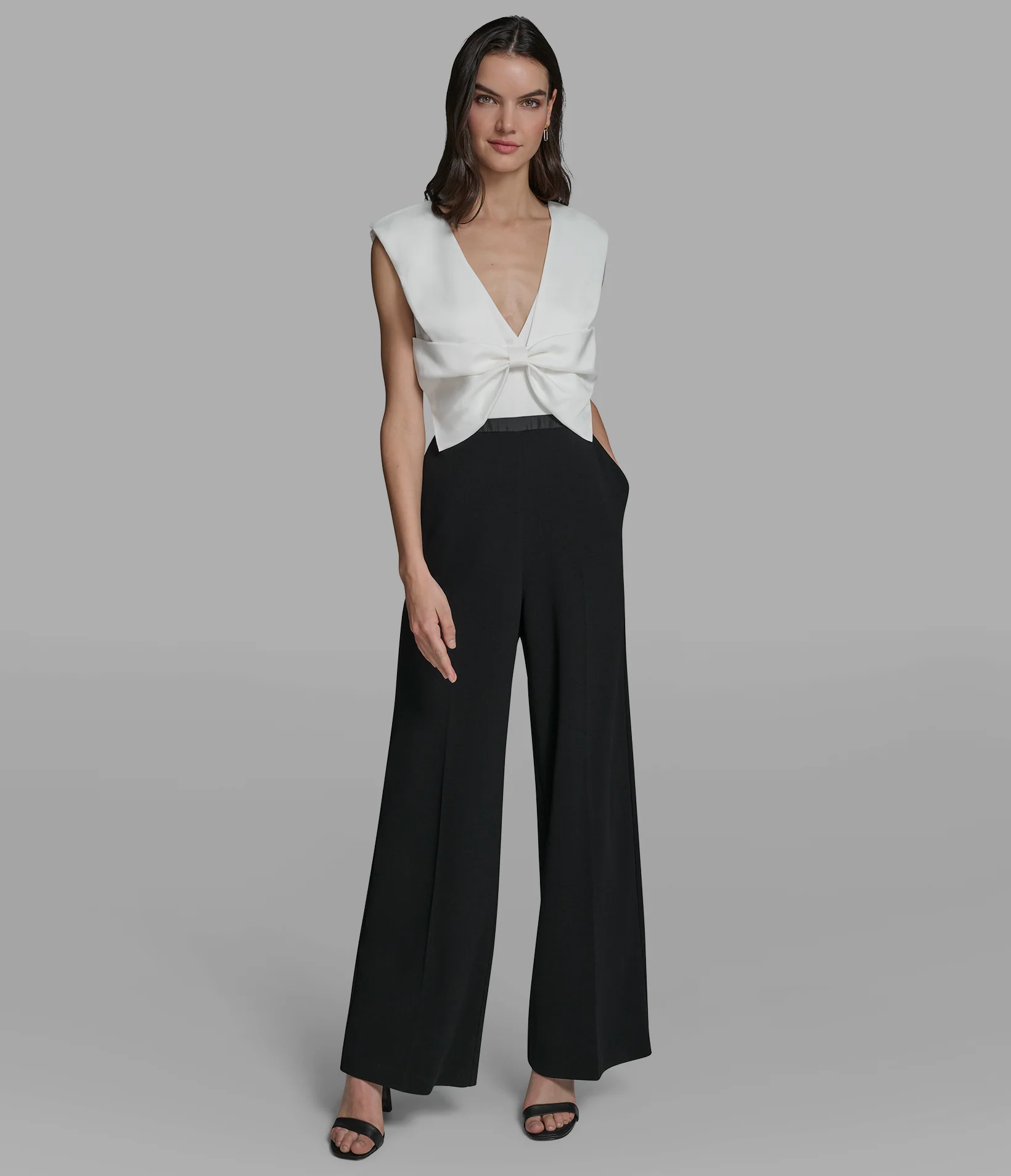 SATIN CREPE JUMPSUIT WITH FRONT BOW - Image 2