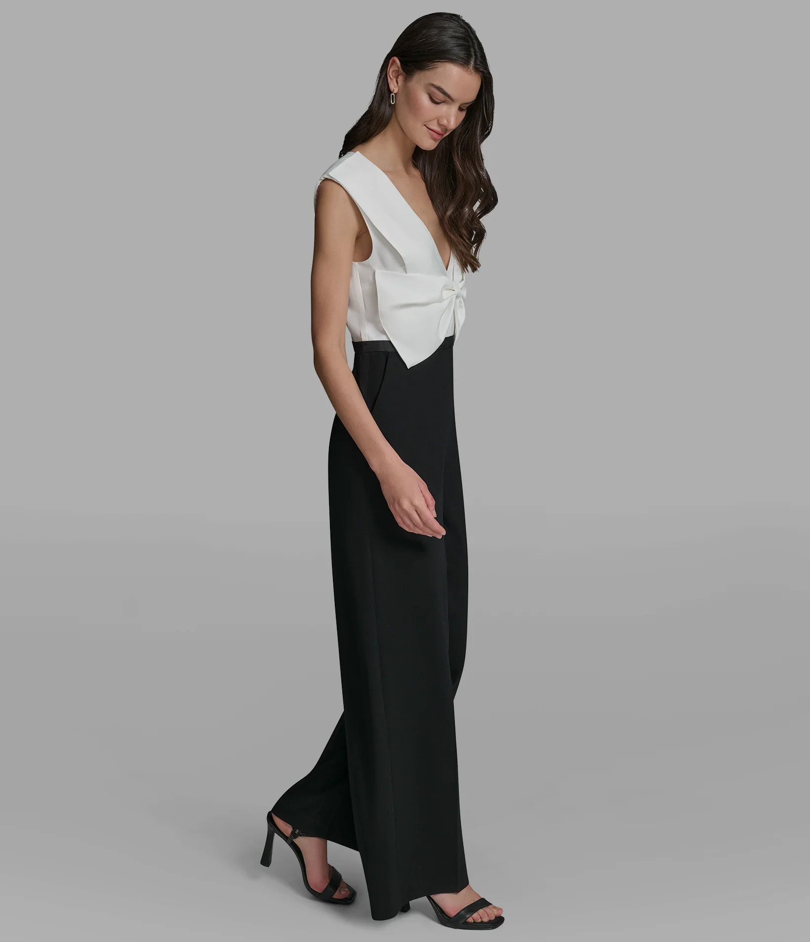 SATIN CREPE JUMPSUIT WITH FRONT BOW - Image 4