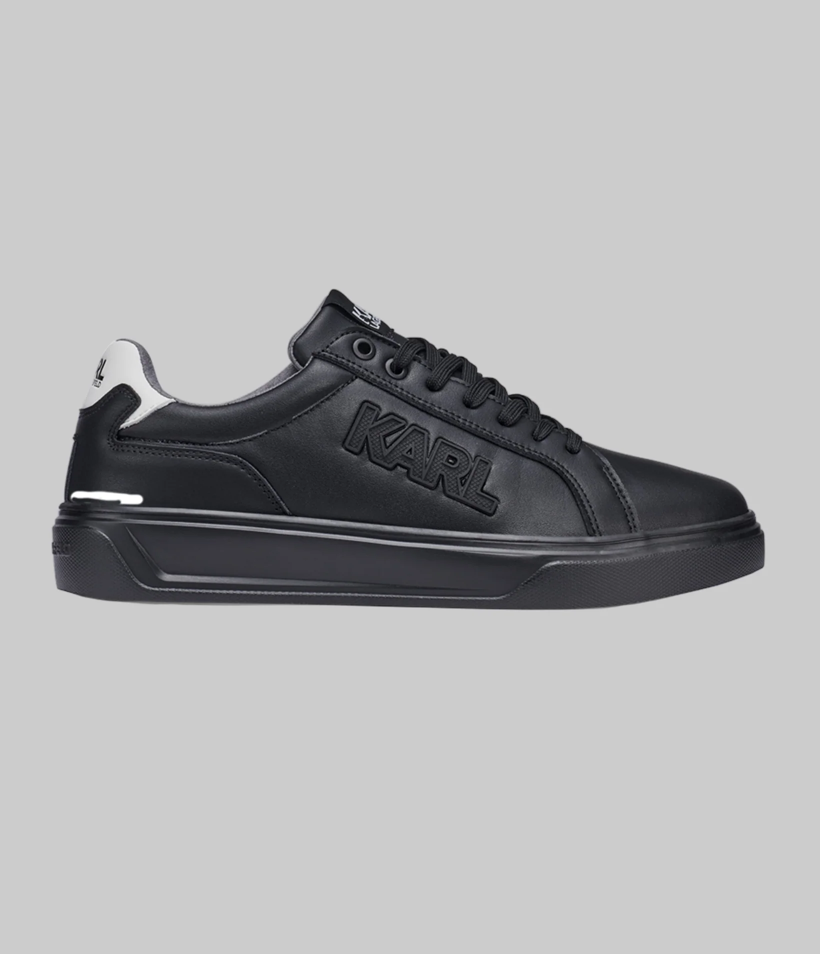LEATHER SNEAKER WITH SIDE KARL LOGO PATCH