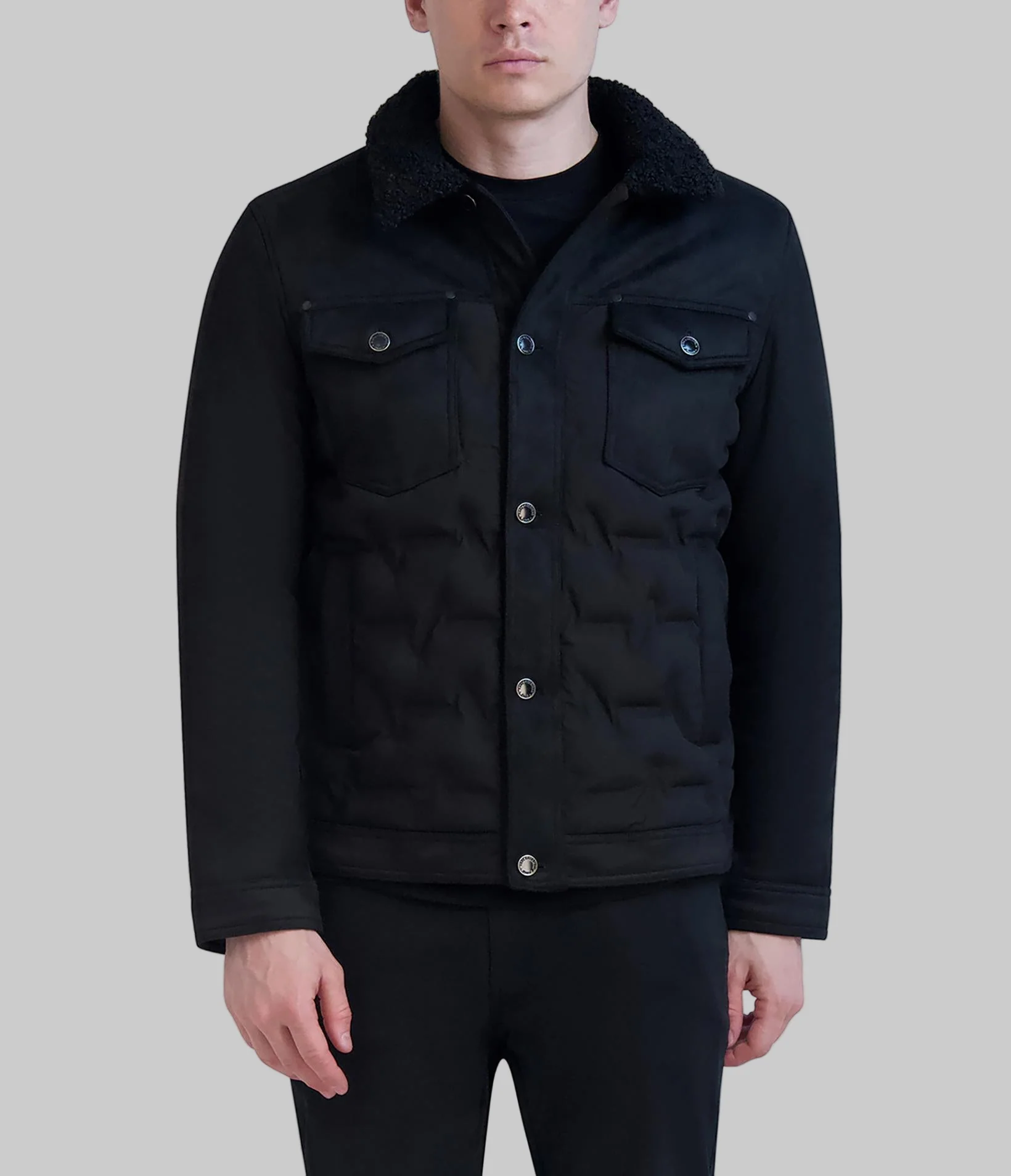 FAUX SUEDE TRUCKER JACKET