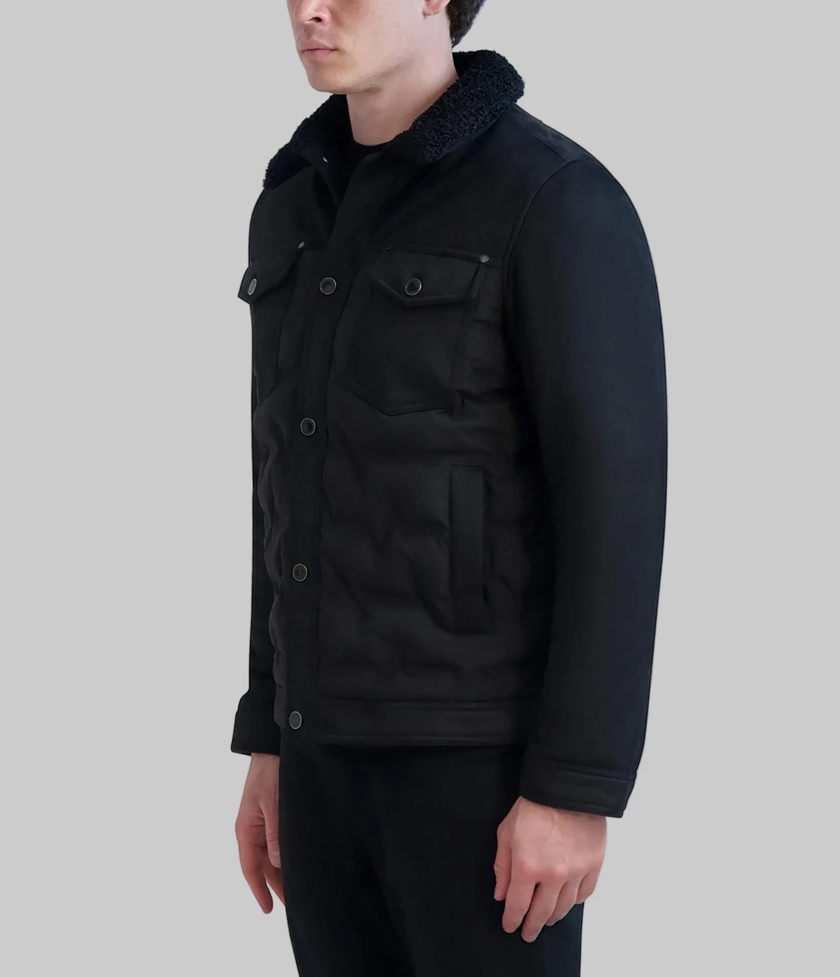 FAUX SUEDE TRUCKER JACKET - Image 3