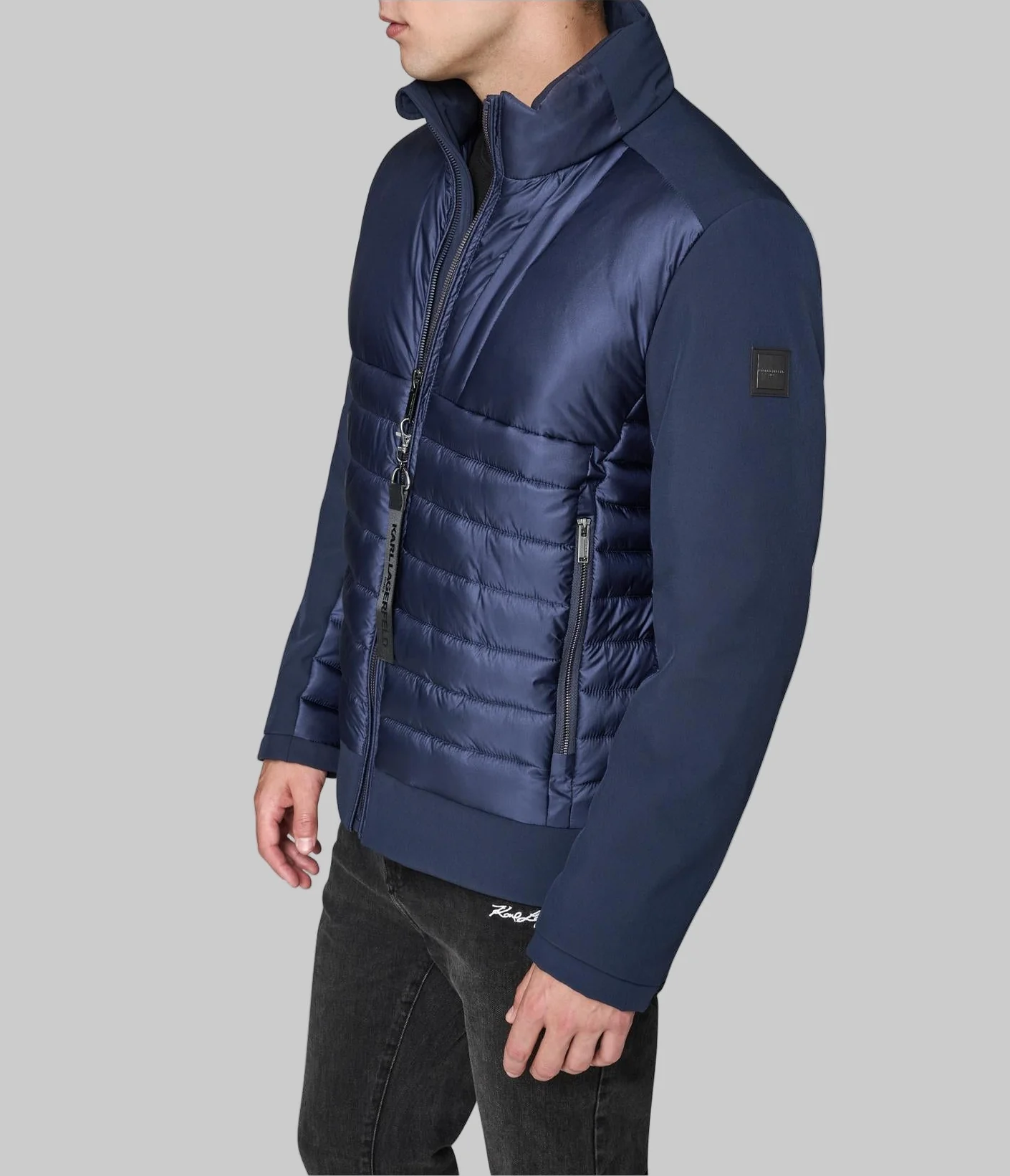 STAND COLLAR MIXED MEDIA PUFFER - Image 4